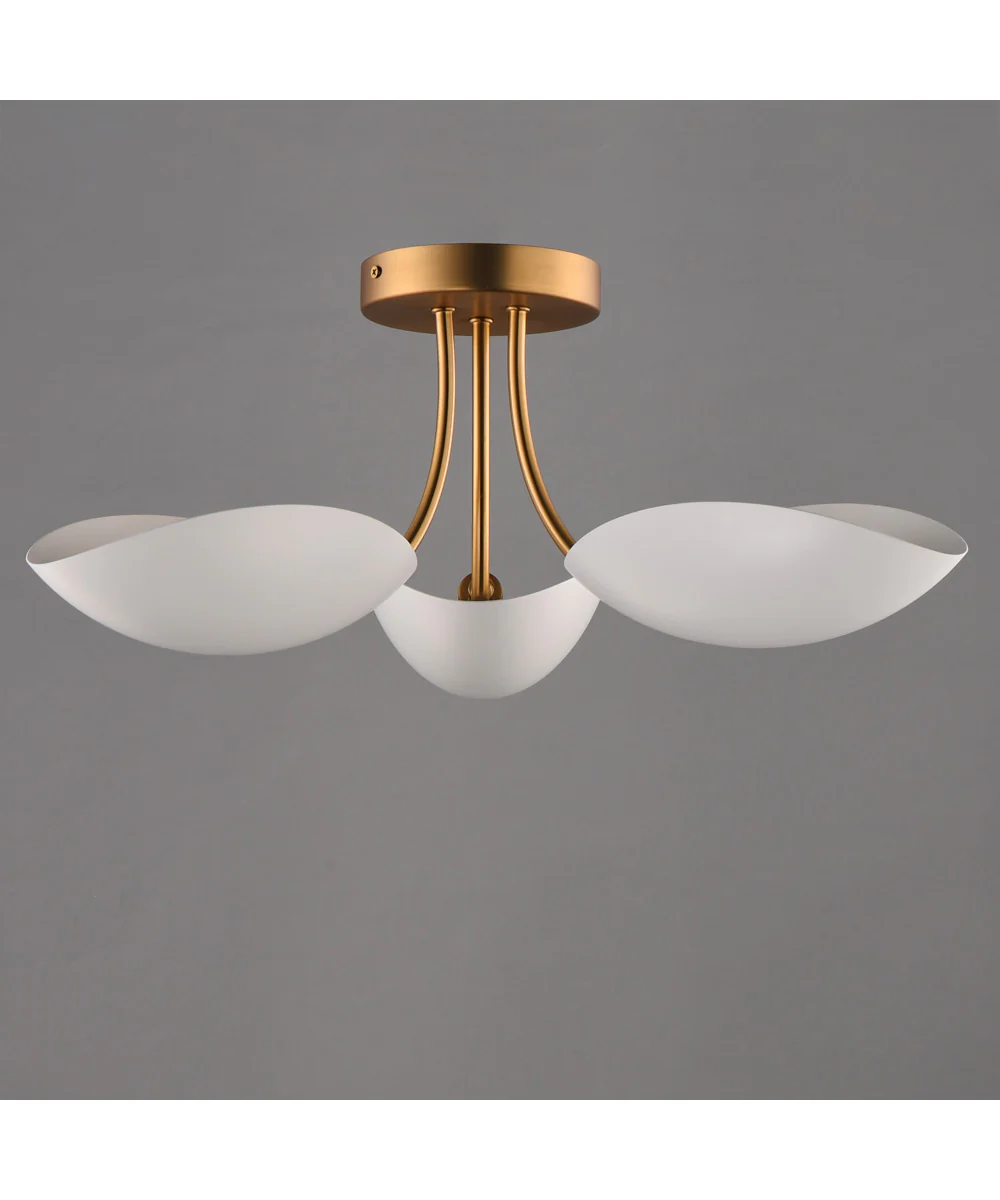 Maris 3-Light Semi Flush White/Natural Aged Brass - Image 2