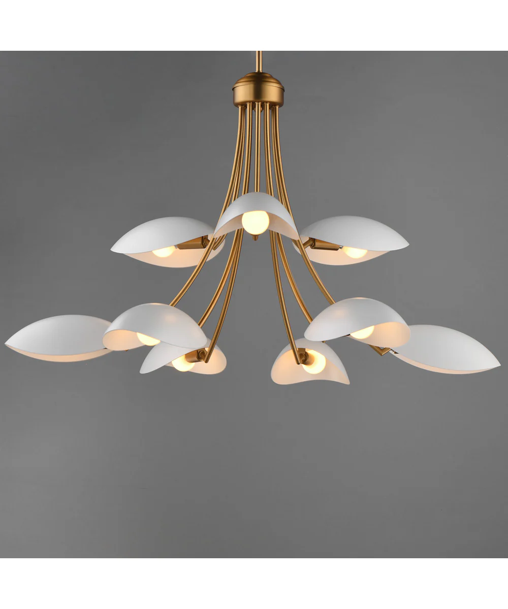 Maris 9-Light Chandelier White/Natural Aged Brass - Image 3