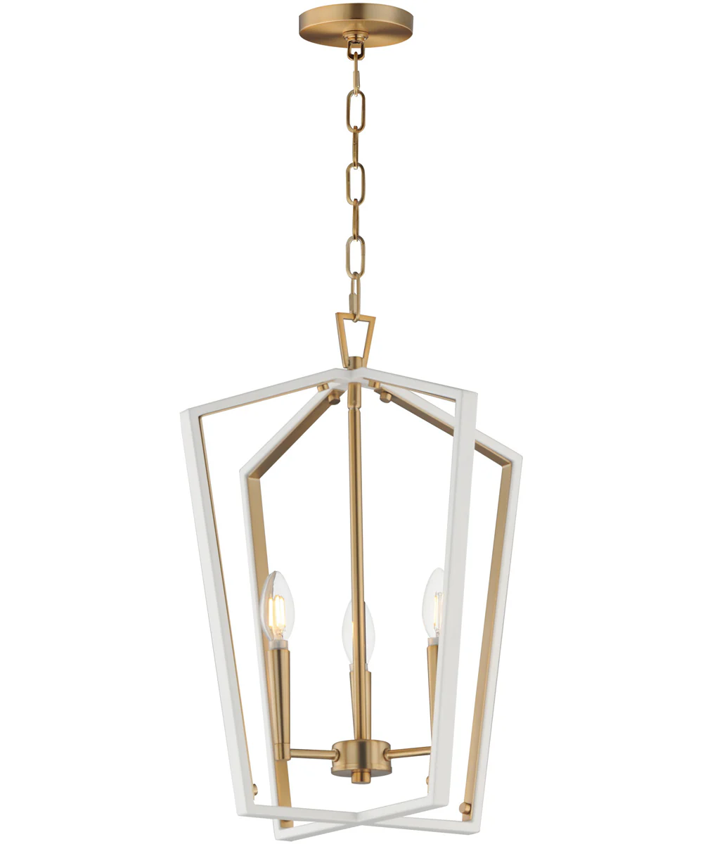 Melrose 3-Light Pendant White/Natural Aged Brass
