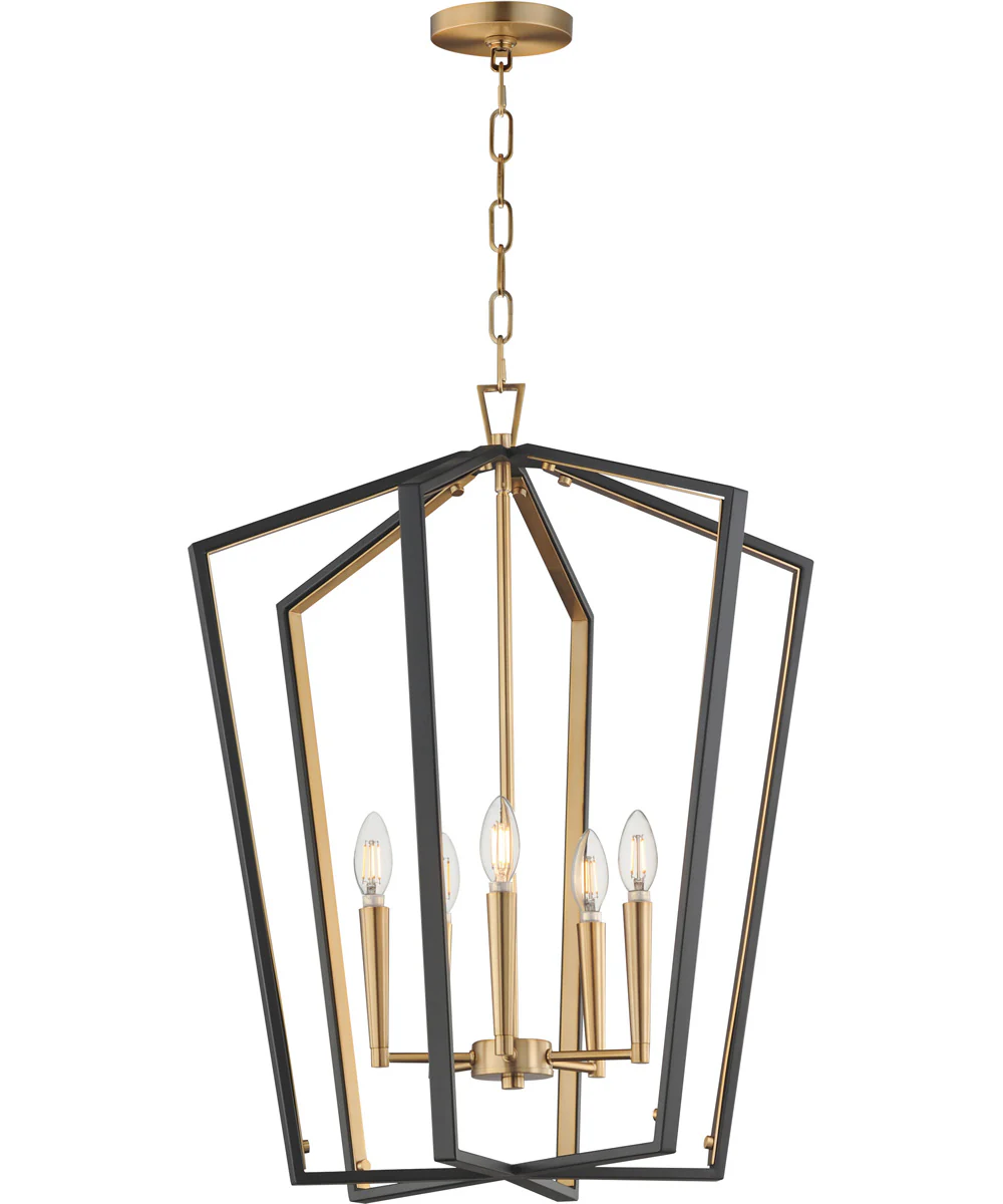 Melrose 5-Light Pendant Black / Natural Aged Brass