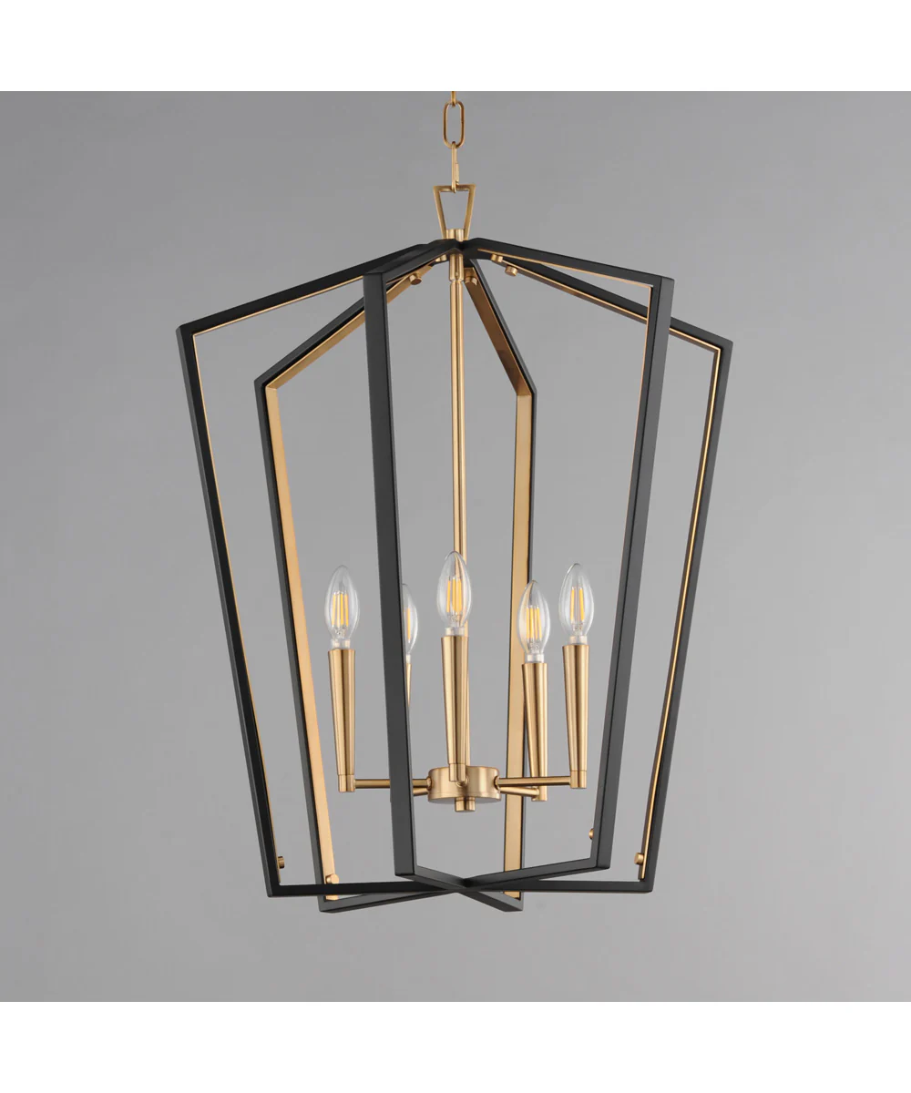 Melrose 5-Light Pendant Black / Natural Aged Brass - Image 2