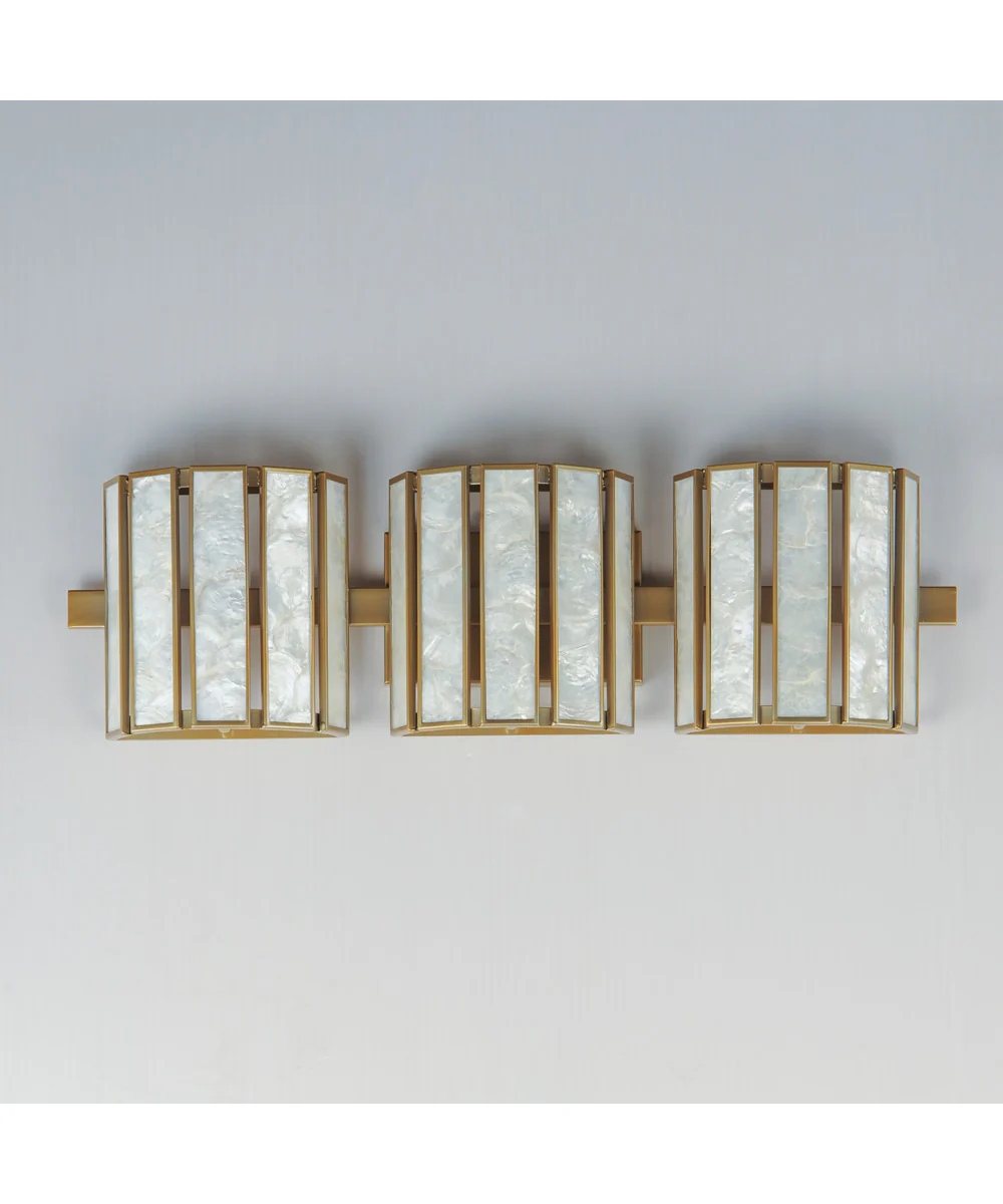 Miramar 3-Light Wall Sconce Capiz / Natural Aged Brass - Image 2