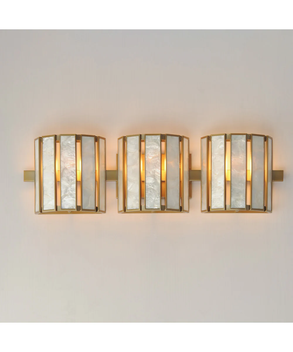 Miramar 3-Light Wall Sconce Capiz / Natural Aged Brass - Image 3
