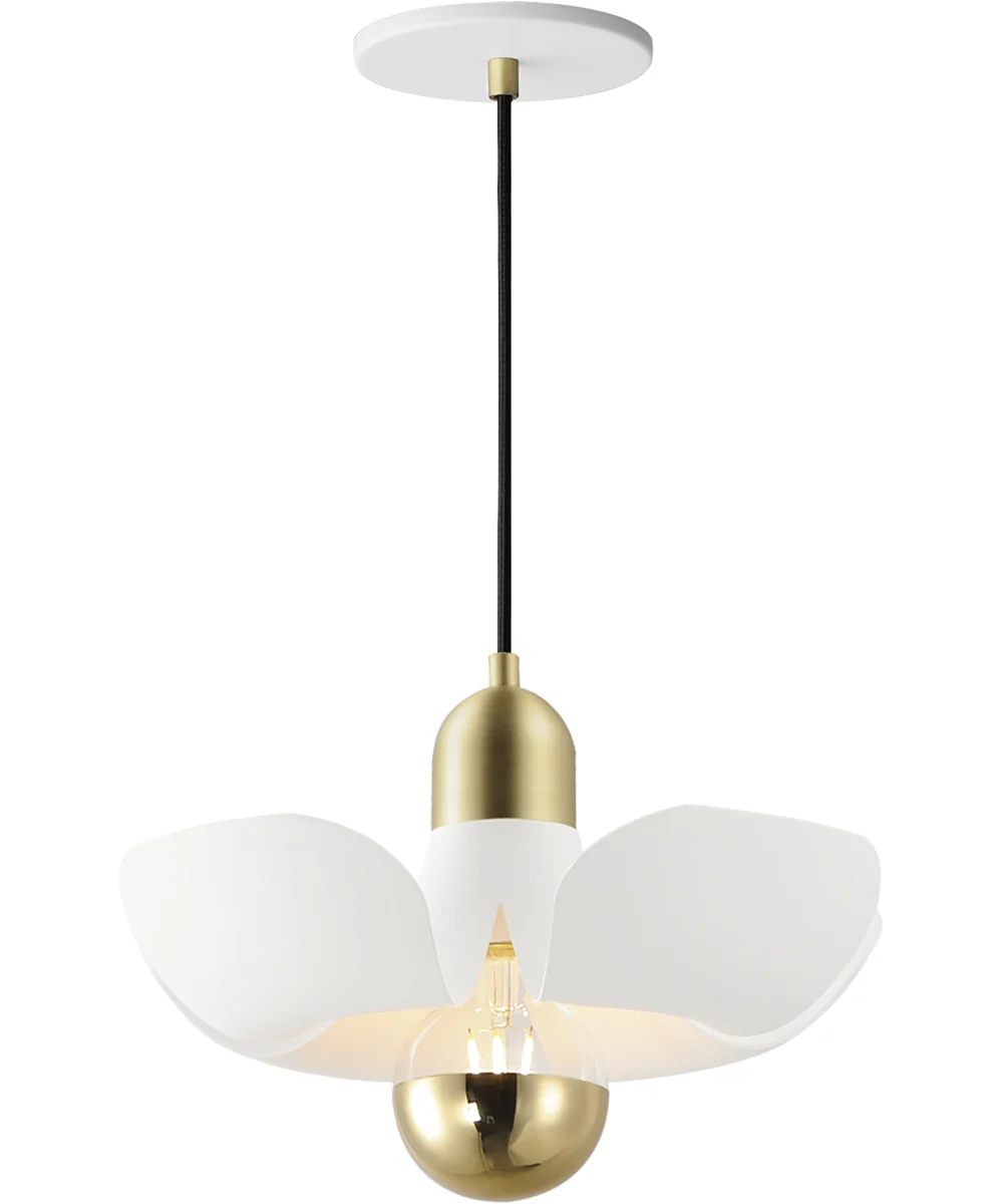 Poppy 12 inch Pendant White/Satin Brass