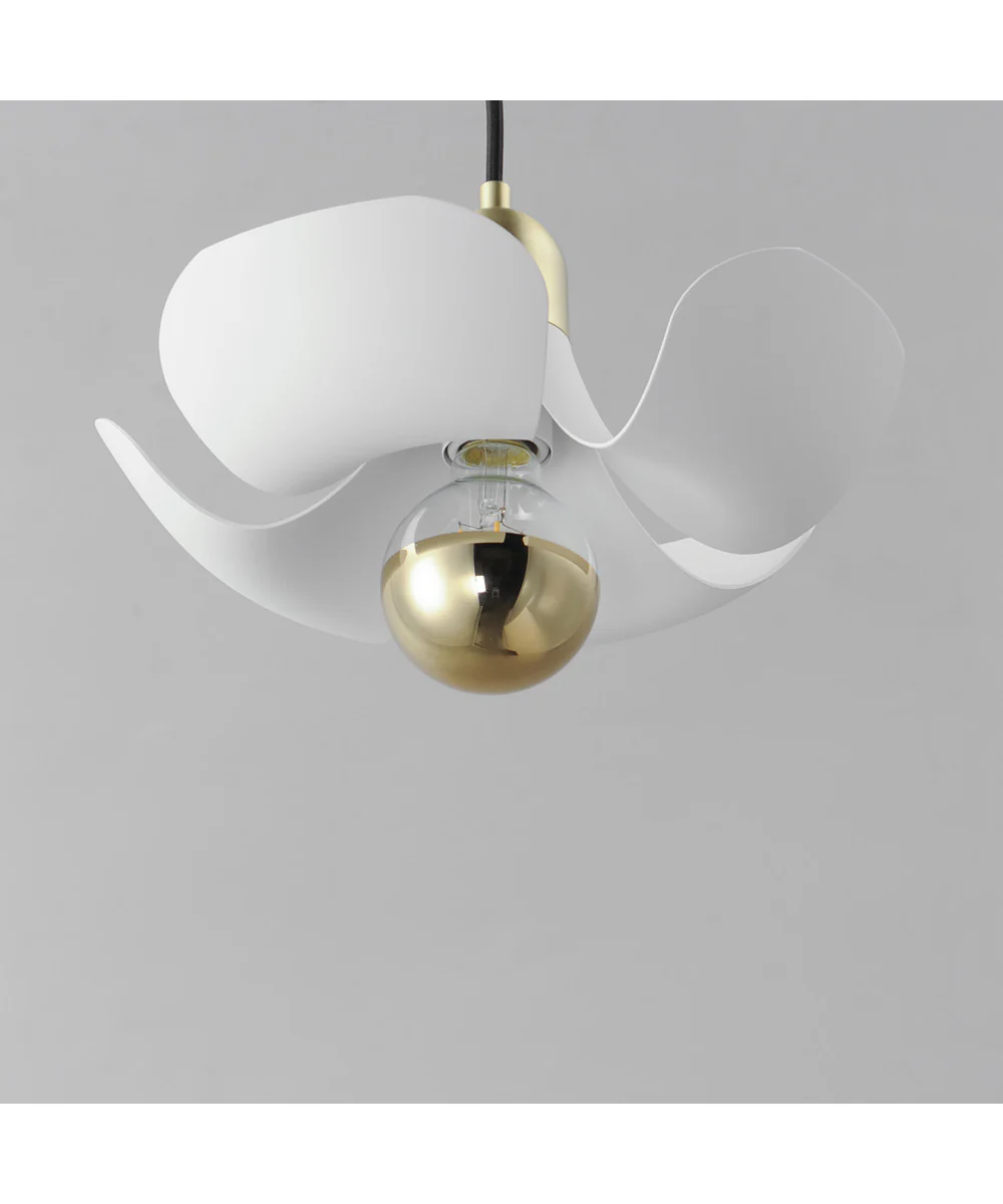 Poppy 12 inch Pendant White/Satin Brass - Image 6