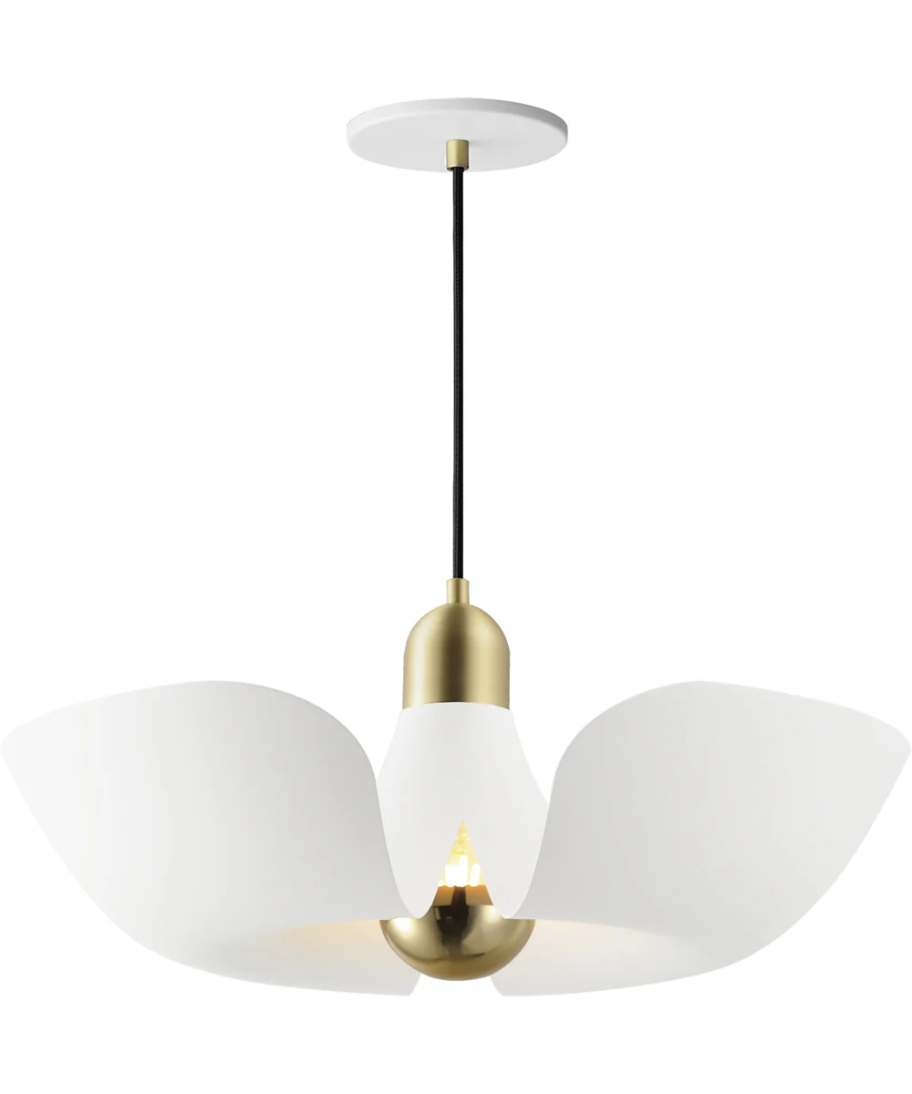 Poppy 18 inch Pendant White/Satin Brass