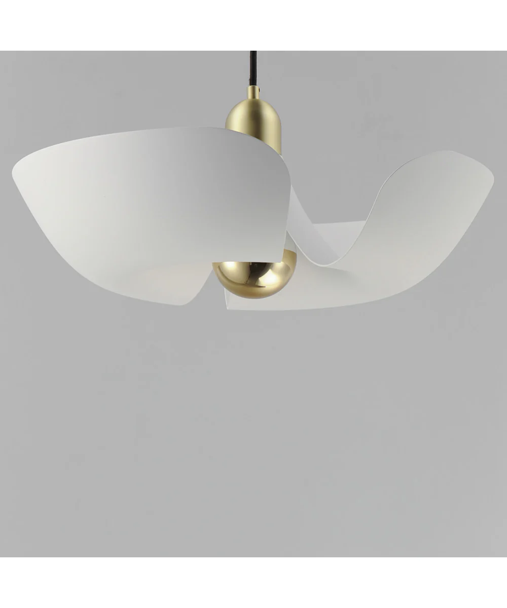 Poppy 18 inch Pendant White/Satin Brass - Image 2