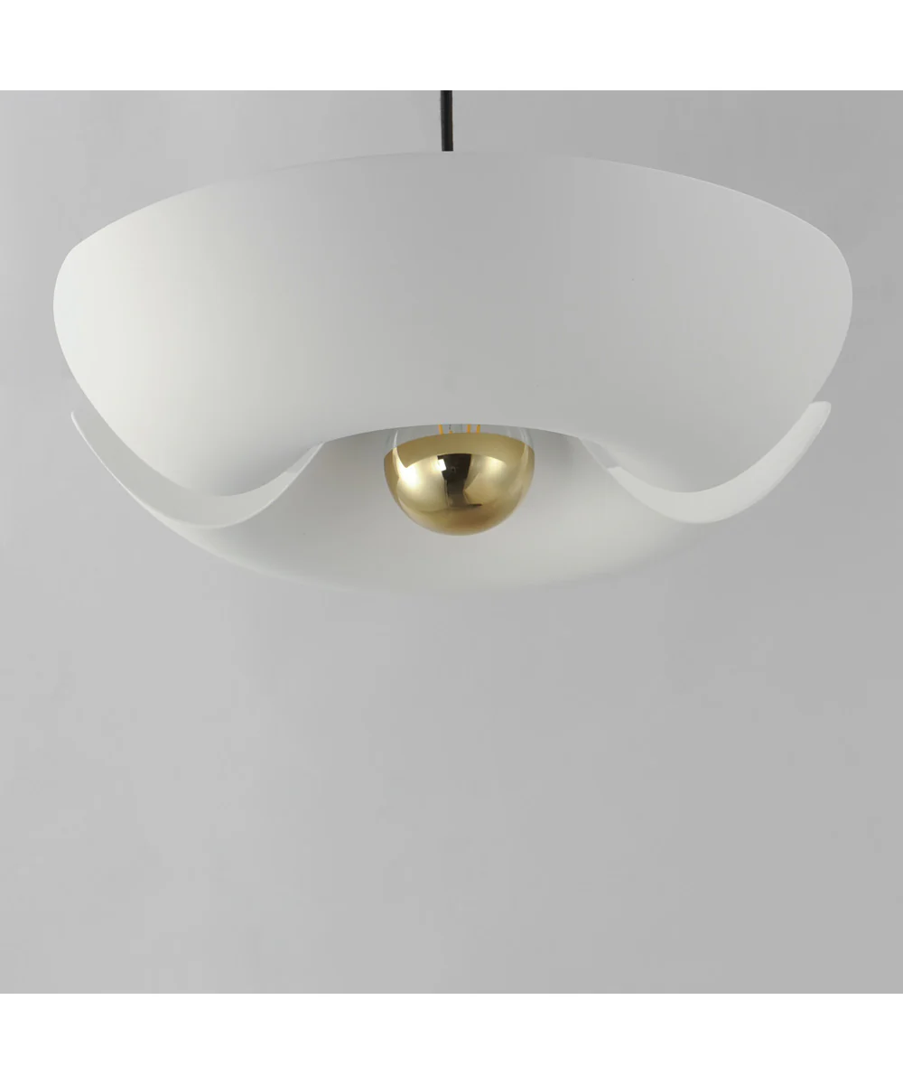 Poppy 18 inch Pendant White/Satin Brass - Image 3