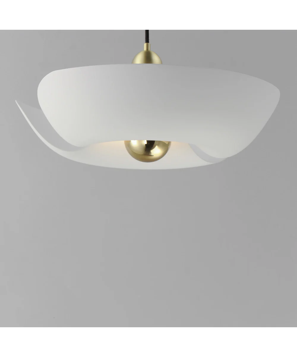 Poppy 18 inch Pendant White/Satin Brass - Image 4