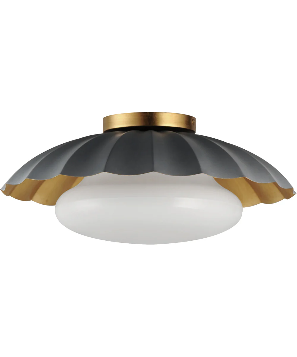 Primrose 1-Light Flush Mount Dark Grey / Gold Leaf