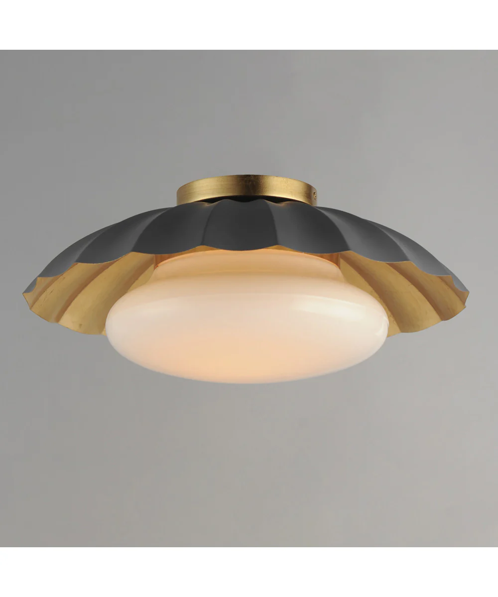 Primrose 1-Light Flush Mount Dark Grey / Gold Leaf - Image 2