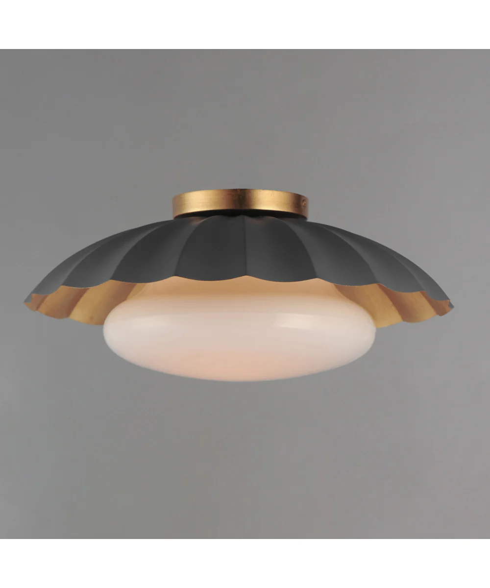 Primrose 1-Light Flush Mount Dark Grey / Gold Leaf - Image 3