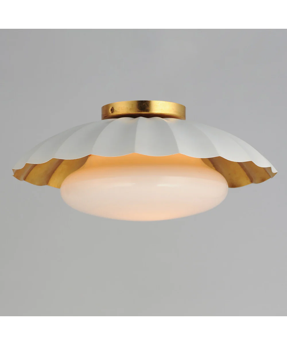 Primrose 1-Light Flush Mount Matte White / Gold Leaf - Image 2