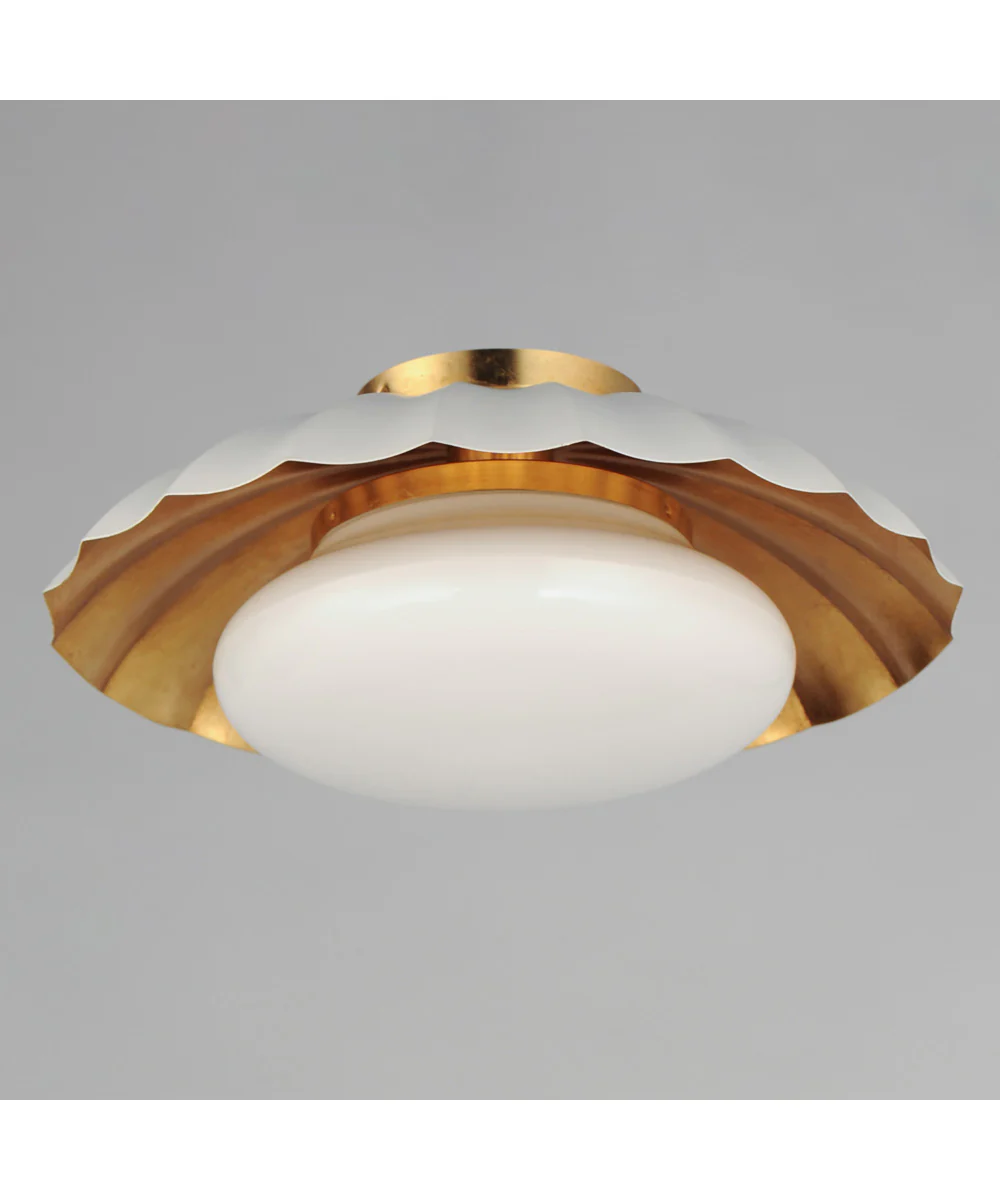 Primrose 1-Light Flush Mount Matte White / Gold Leaf - Image 3
