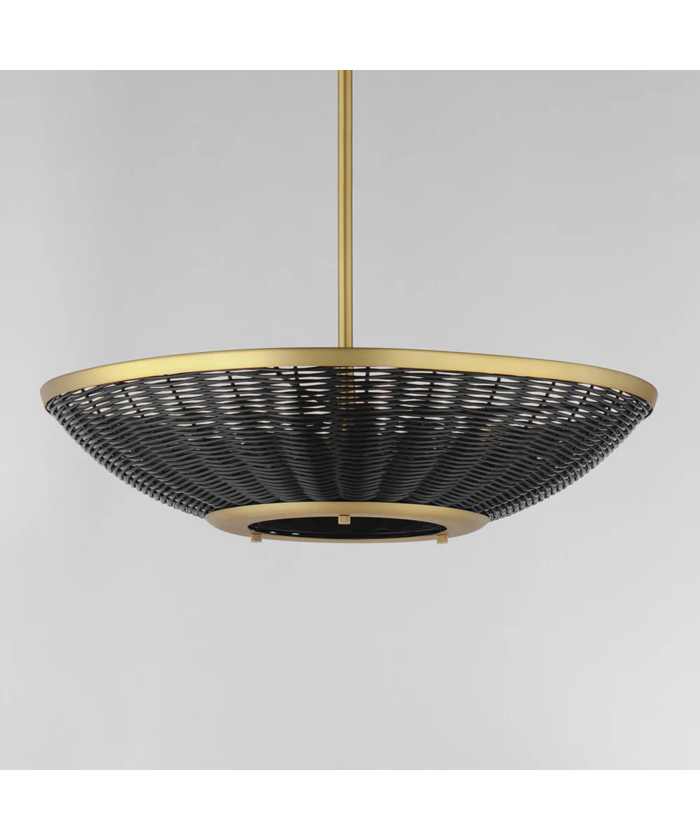 Rattan 20 inch 3-Light Pendant Natural Aged Brass - Image 3