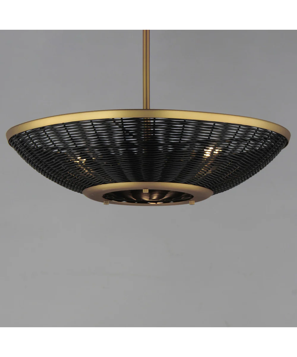 Rattan 20 inch 3-Light Pendant Natural Aged Brass - Image 4