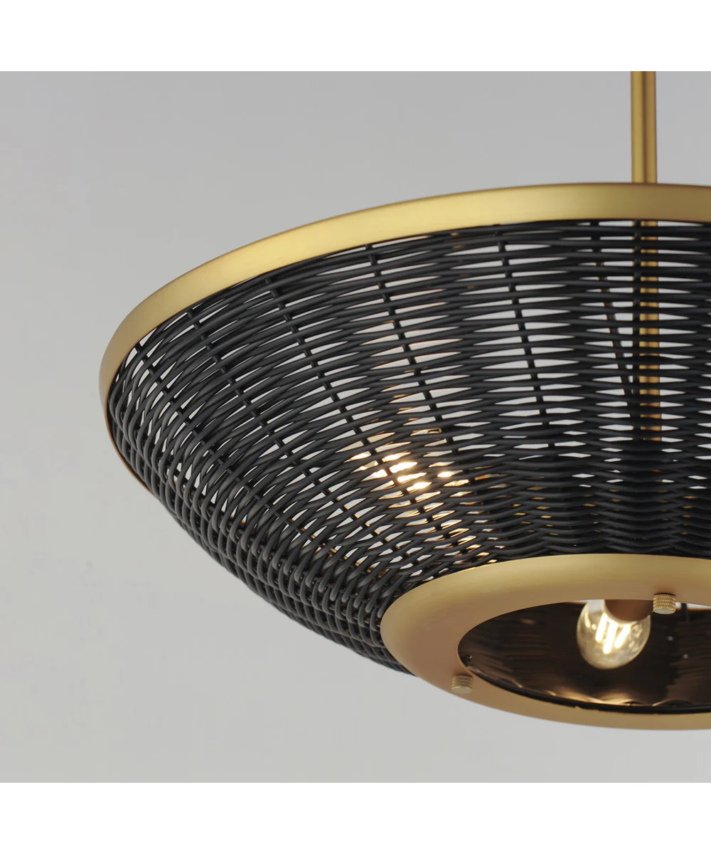 Rattan 20 inch 3-Light Pendant Natural Aged Brass - Image 5