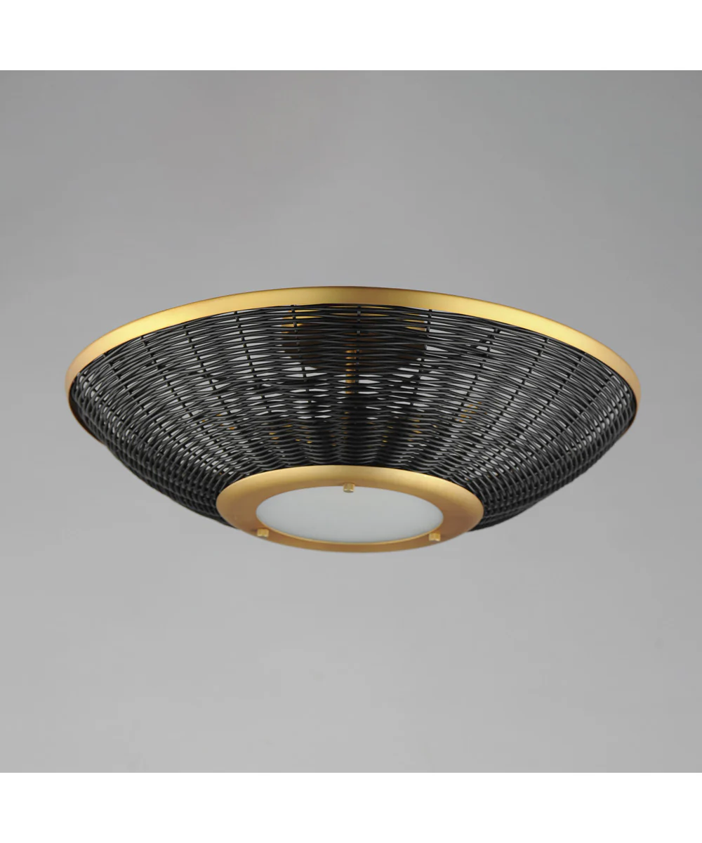 Rattan 20 inch Wall Sconce/Semi Flush Mount Natural Aged Brass - Image 3