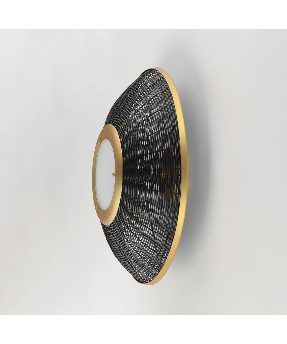 Rattan 20 inch Wall Sconce/Semi Flush Mount Natural Aged Brass - Image 5