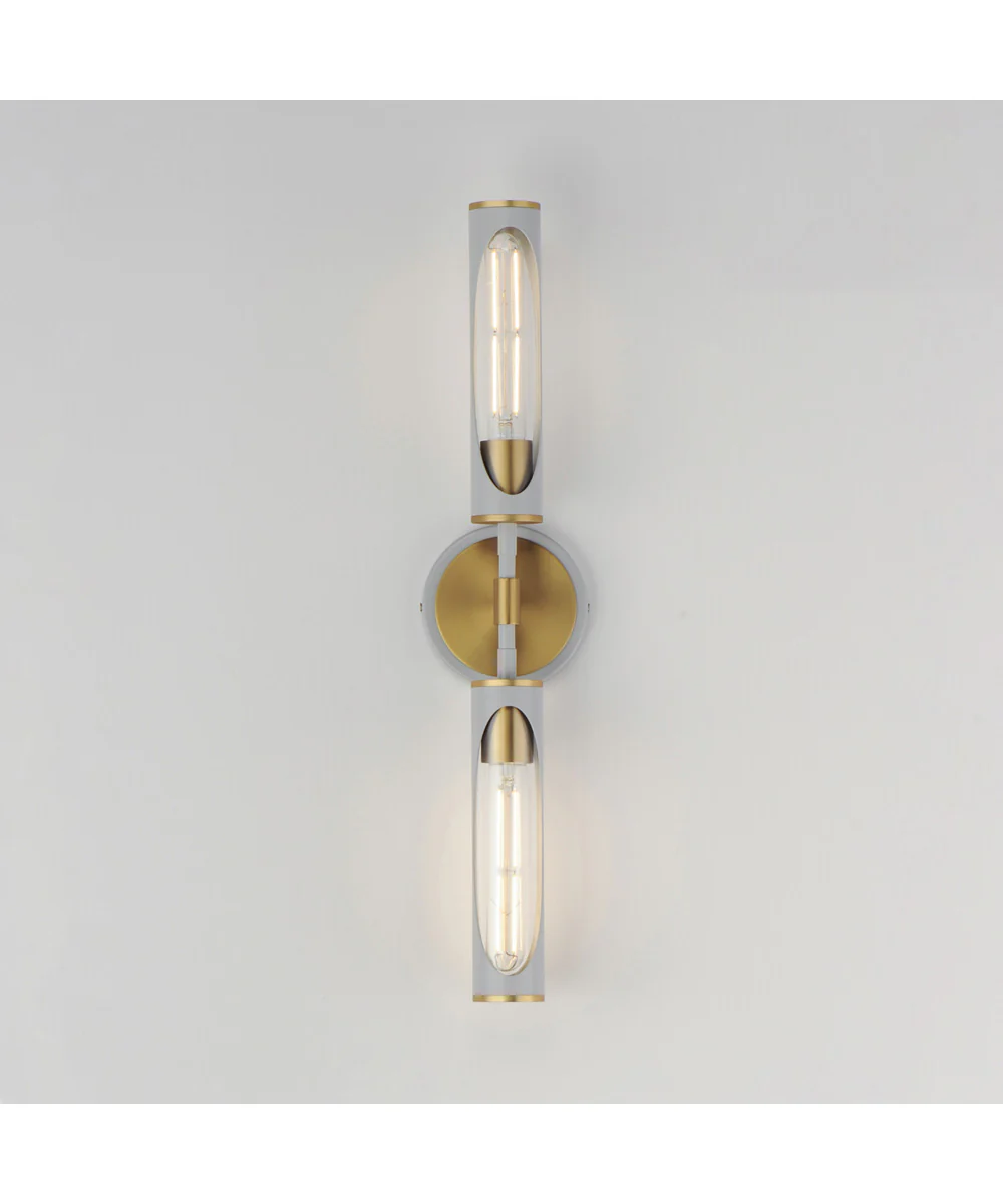 Regent 2-Light Bath Vanity Light French Gray / Natural Aged Brass - Image 2