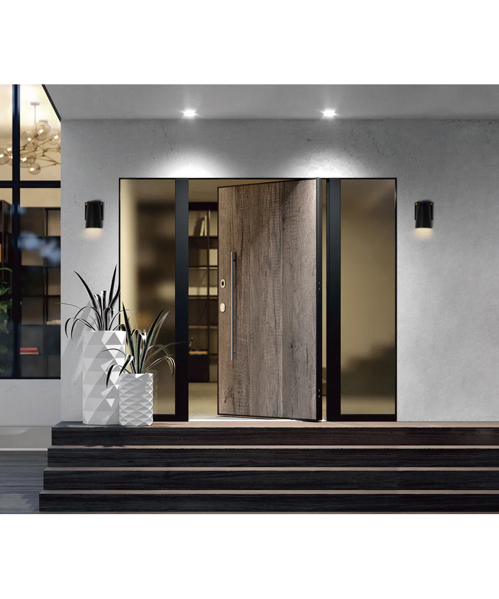 Rivet VX LED Outdoor Sconce Black / Antique Brass - Image 2