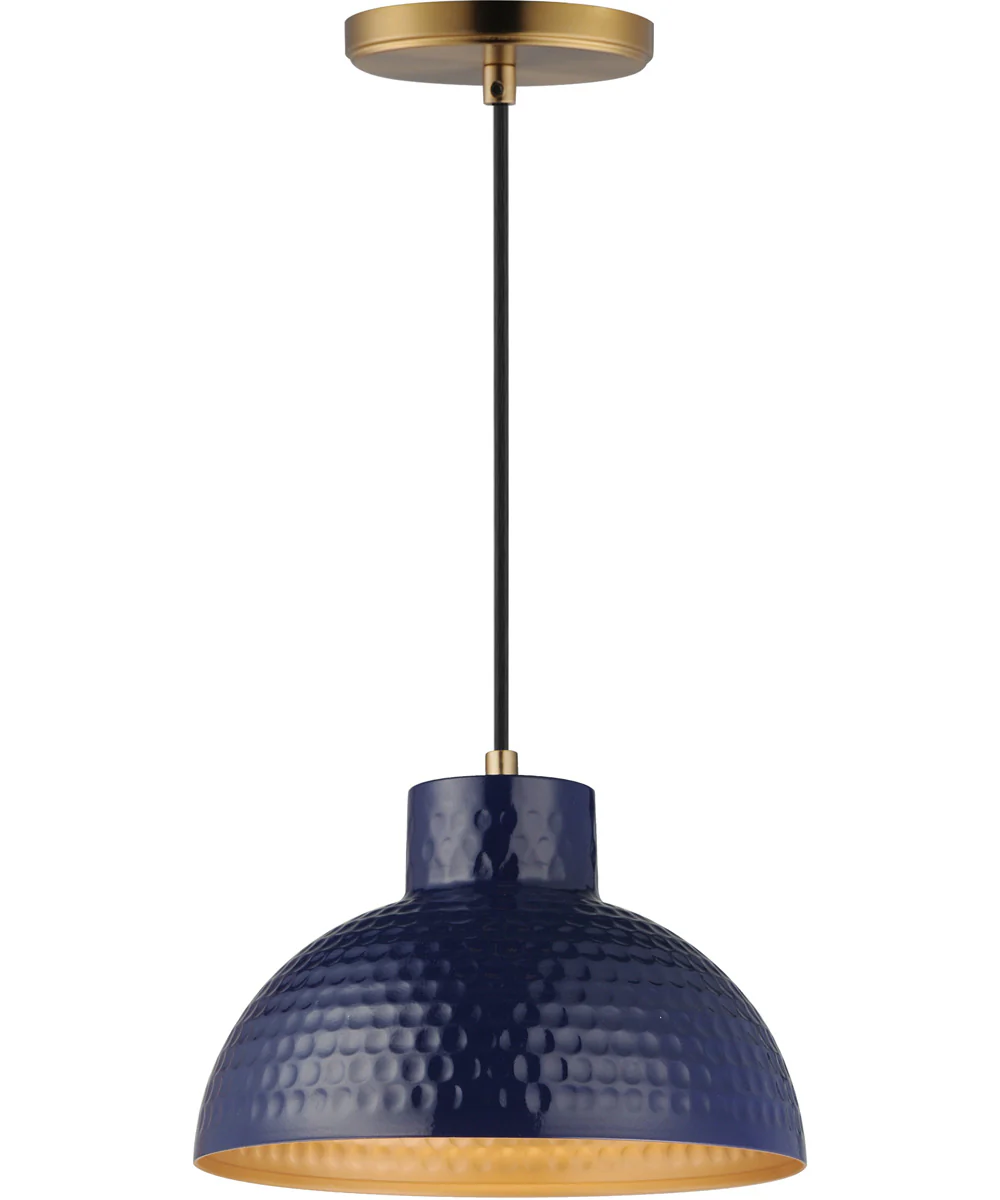 Rockport 10 inch 1-Light Pendant Green / Natural Aged Brass