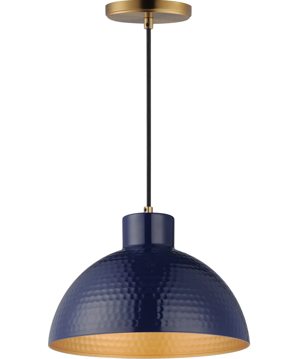 Rockport 12 inch 1-Light Pendant Green / Natural Aged Brass