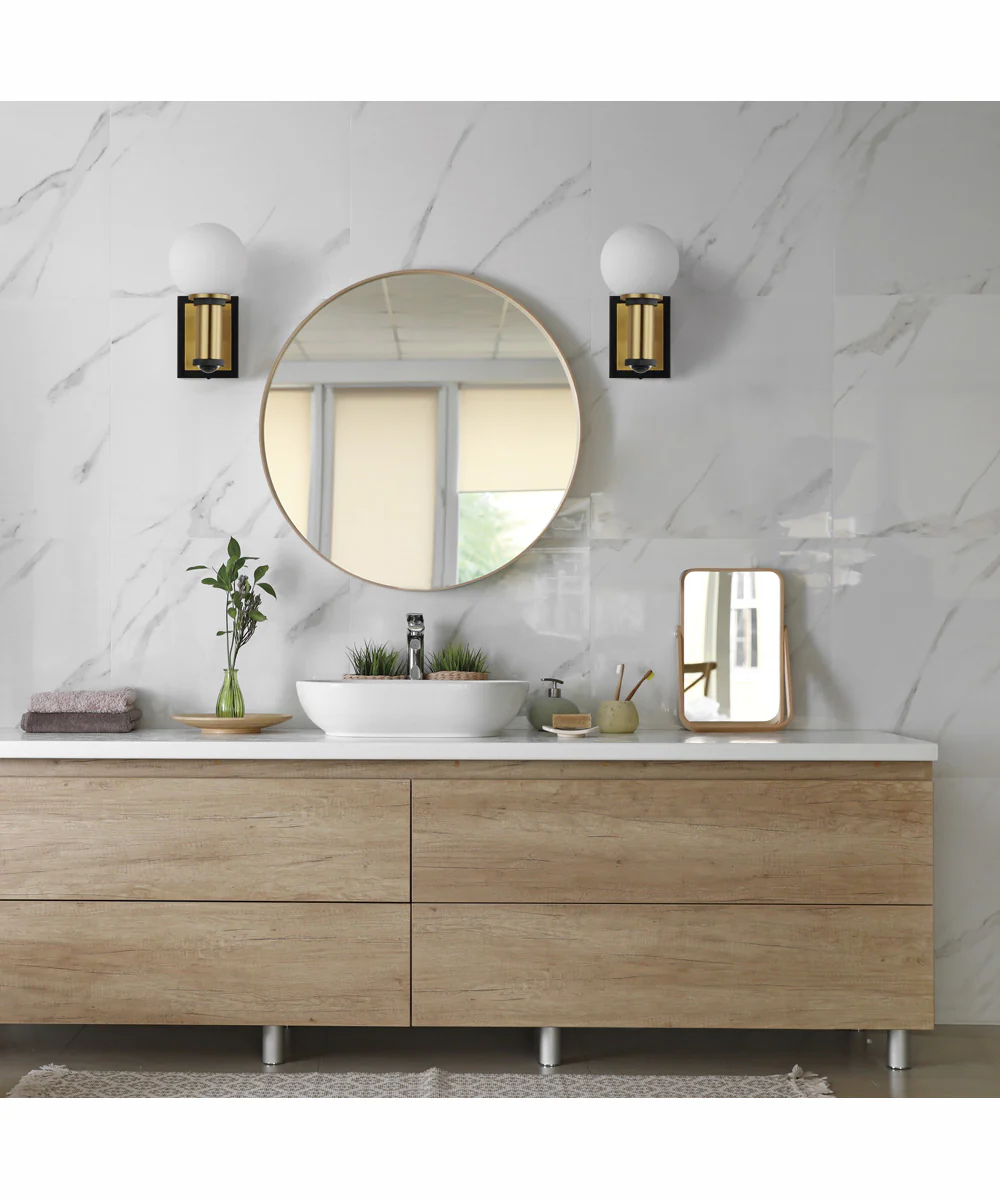 San Simeon 2-Light LED Wall Sconce Black / Natural Aged Brass - Image 2