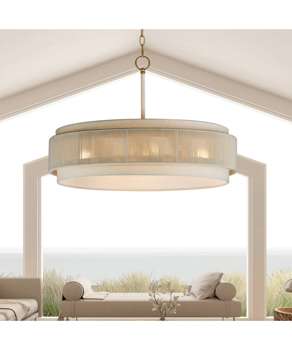 Seacliff 28 inch 4-Light Pendant Natural Aged Brass - Image 2