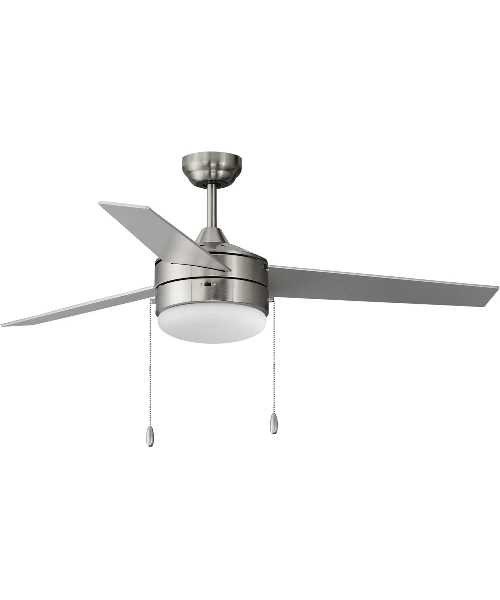 Trio 52 inch 3-Blade Fan w Pull Chain Satin Nickel / Black