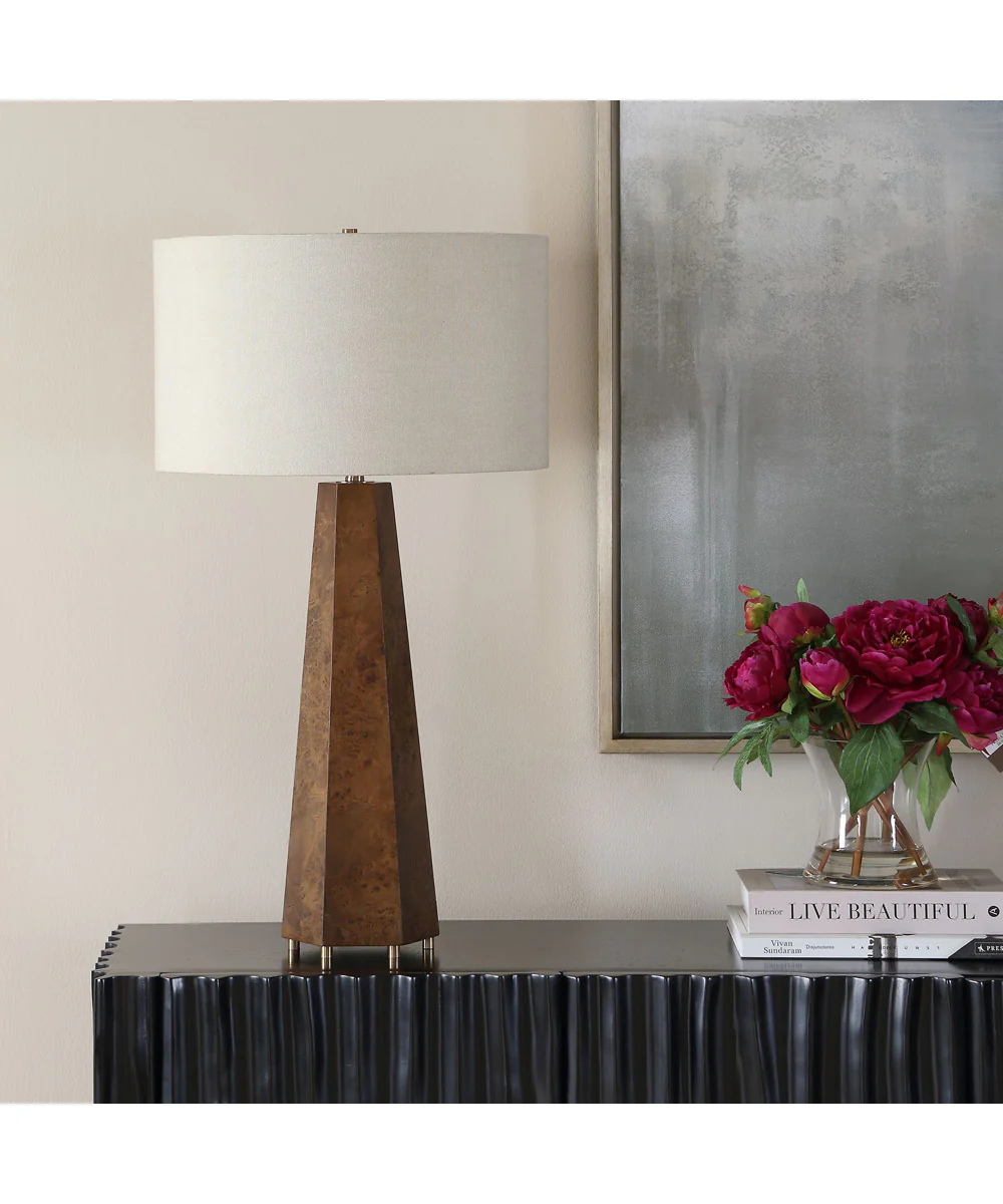 McCaffrey Tapered Burl Table Lamp - Image 3