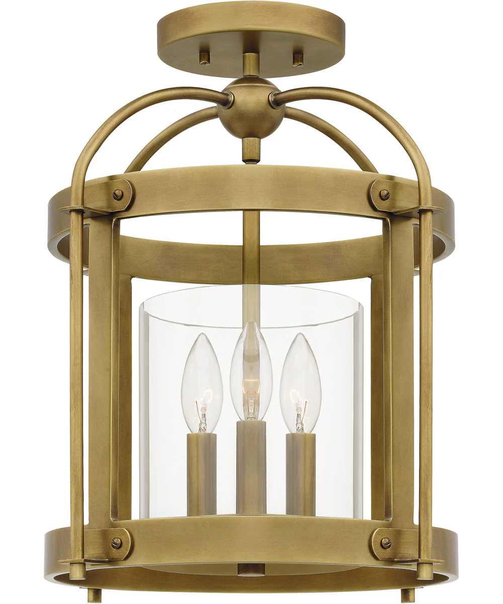 McPherson 3-light Semi Flush Mount Weathered Brass - Image 2