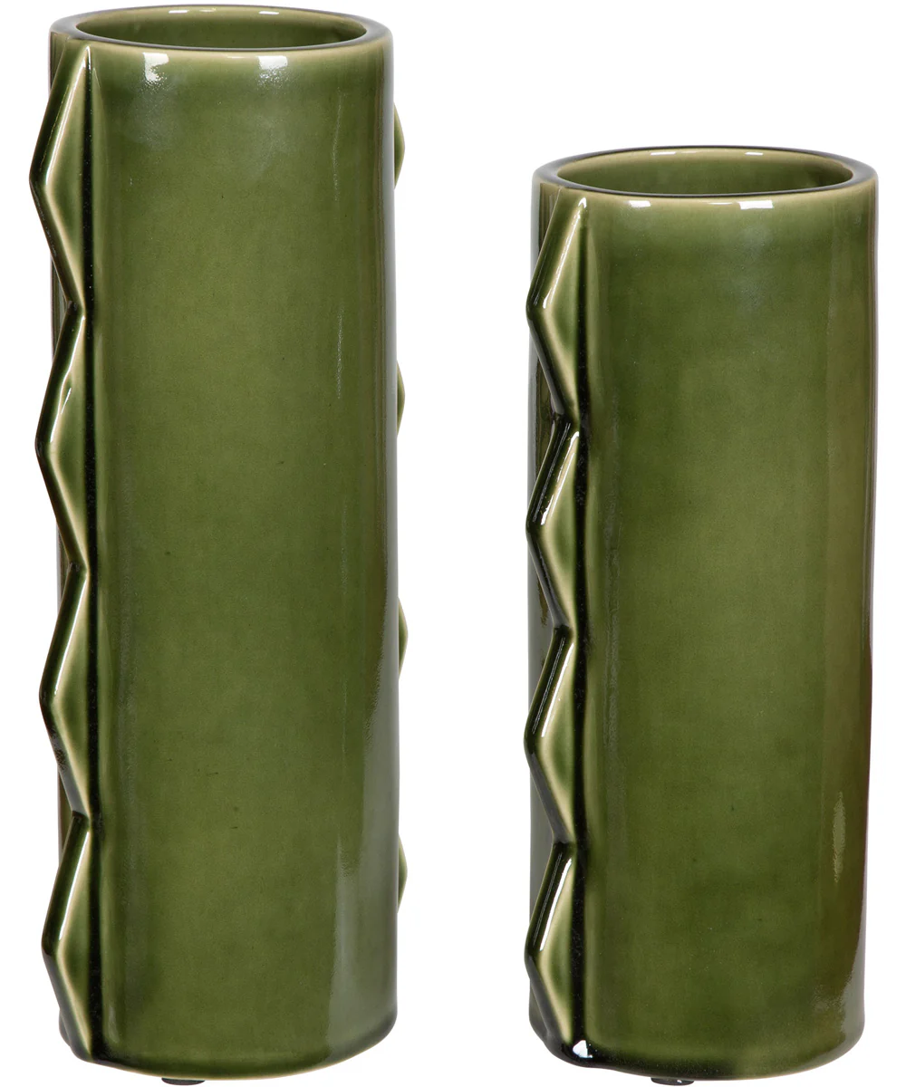 Meander Green Vases, Set of 2 - Image 3