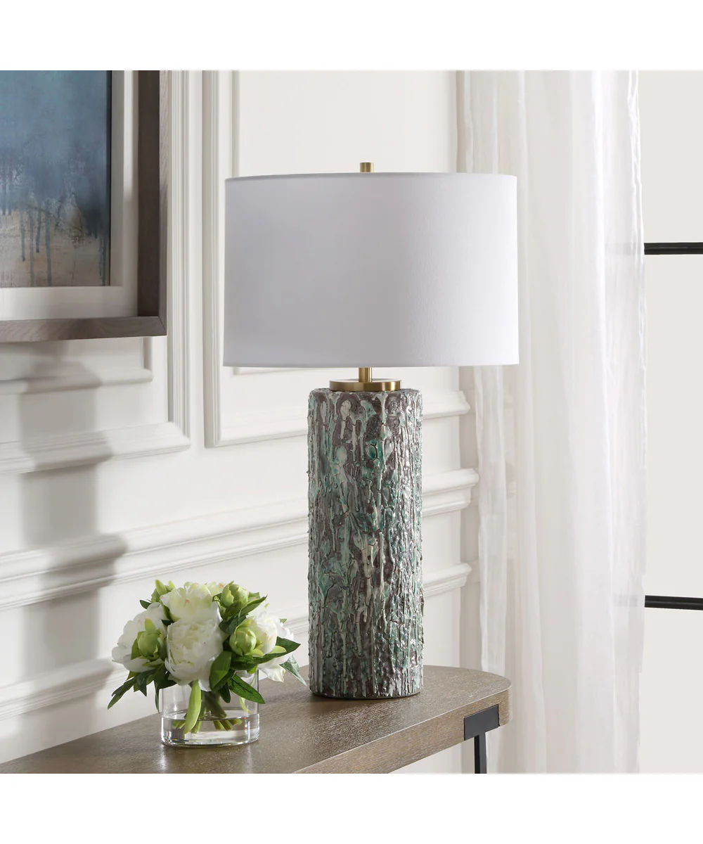 Meltdown Ivory Teal Table Lamp - Image 3