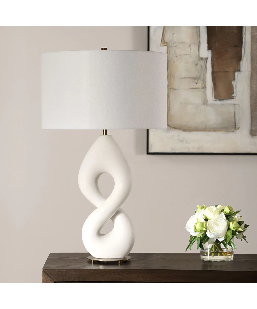 Meridian Ivory Stone Table Lamp - Image 3