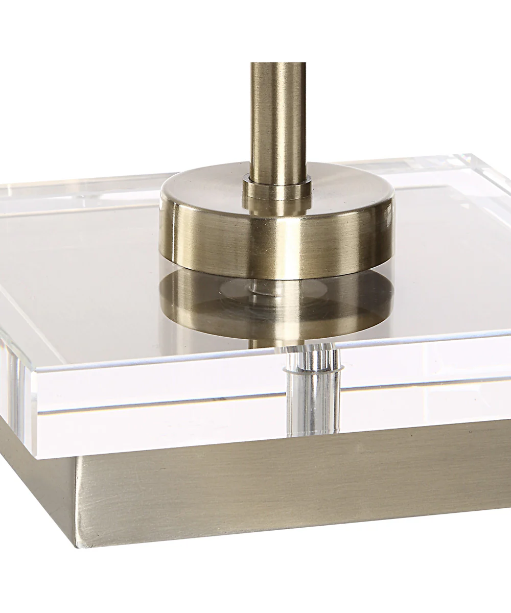 Metal Buffet Lamp in Antique Brass with White Linen - Image 7