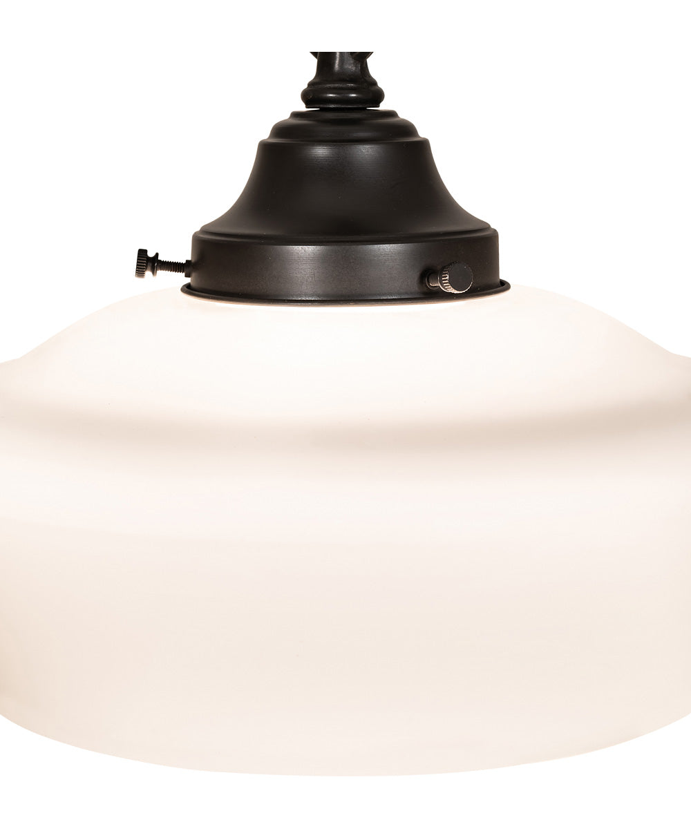 12"W Schoolhouse with Traditional Globe 1-Light Pendant Craftsman Brown in Opal White - Image 4