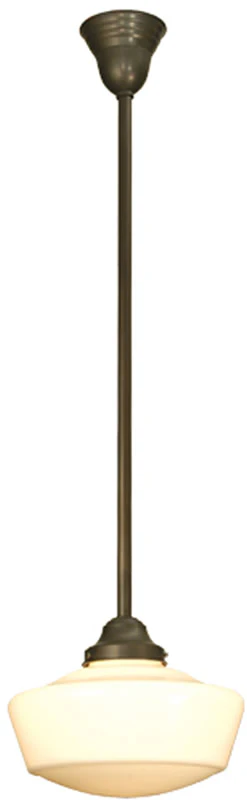 12"W Schoolhouse with Traditional Globe 1-Light Pendant Craftsman Brown in White - Image 2