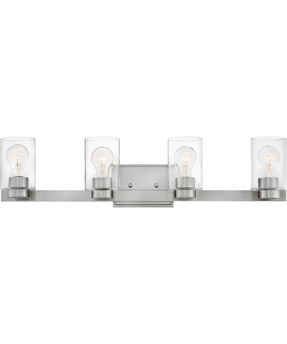 Miley 4-Light Vanity in Brushed Nickel with Clear glass
