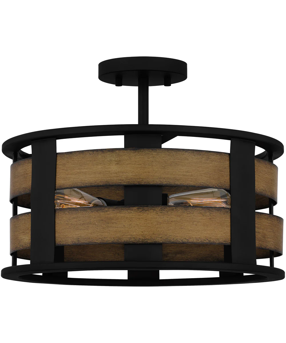 Milton 3-light Semi Flush Mount Matte Black - Image 2