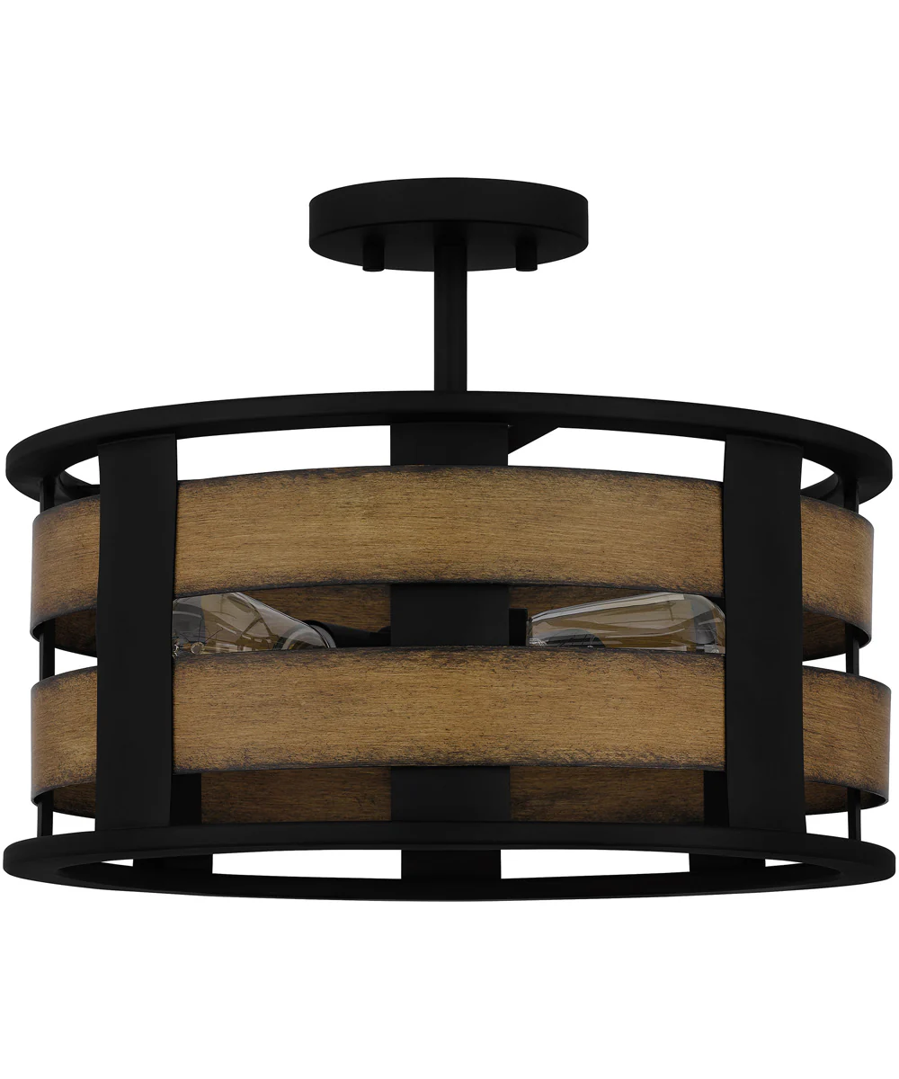 Milton 3-light Semi Flush Mount Matte Black - Image 3
