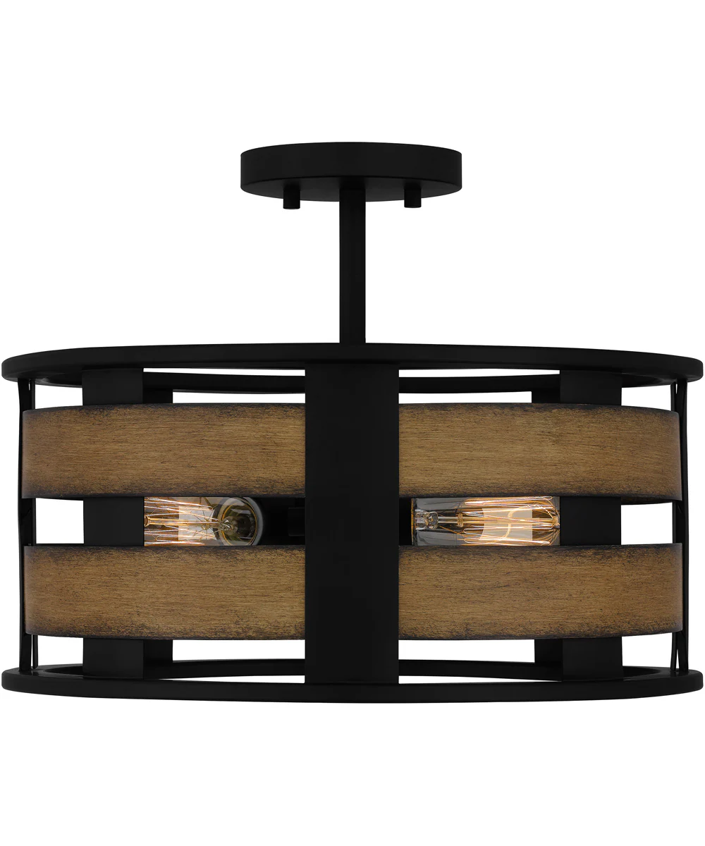 Milton 3-light Semi Flush Mount Matte Black - Image 4