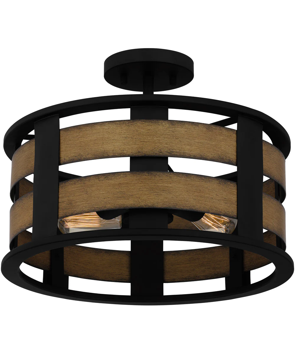 Milton 3-light Semi Flush Mount Matte Black - Image 5