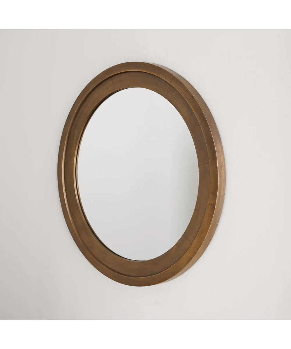 Mirror Decorative Cast Aluminum Mirror Oxidized Brass - Image 2