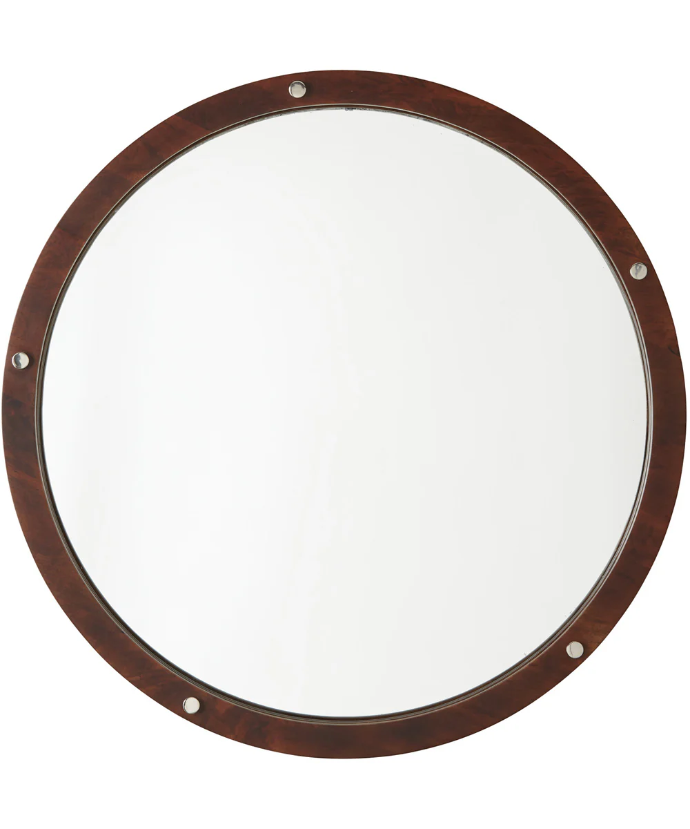 Mirror Decorative Wooden Frame Mirror Dark Wood and Polished Nickel