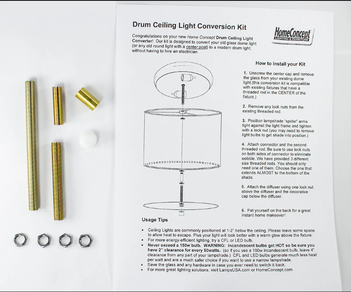 Moderne Flush Mount Conversion Kit 16"w Light Oatmeal Linen Drum Lampshade - Image 7