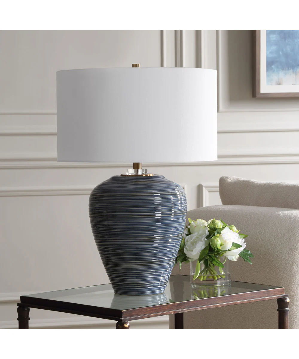 Moher Glossy Blue Table Lamp - Image 3