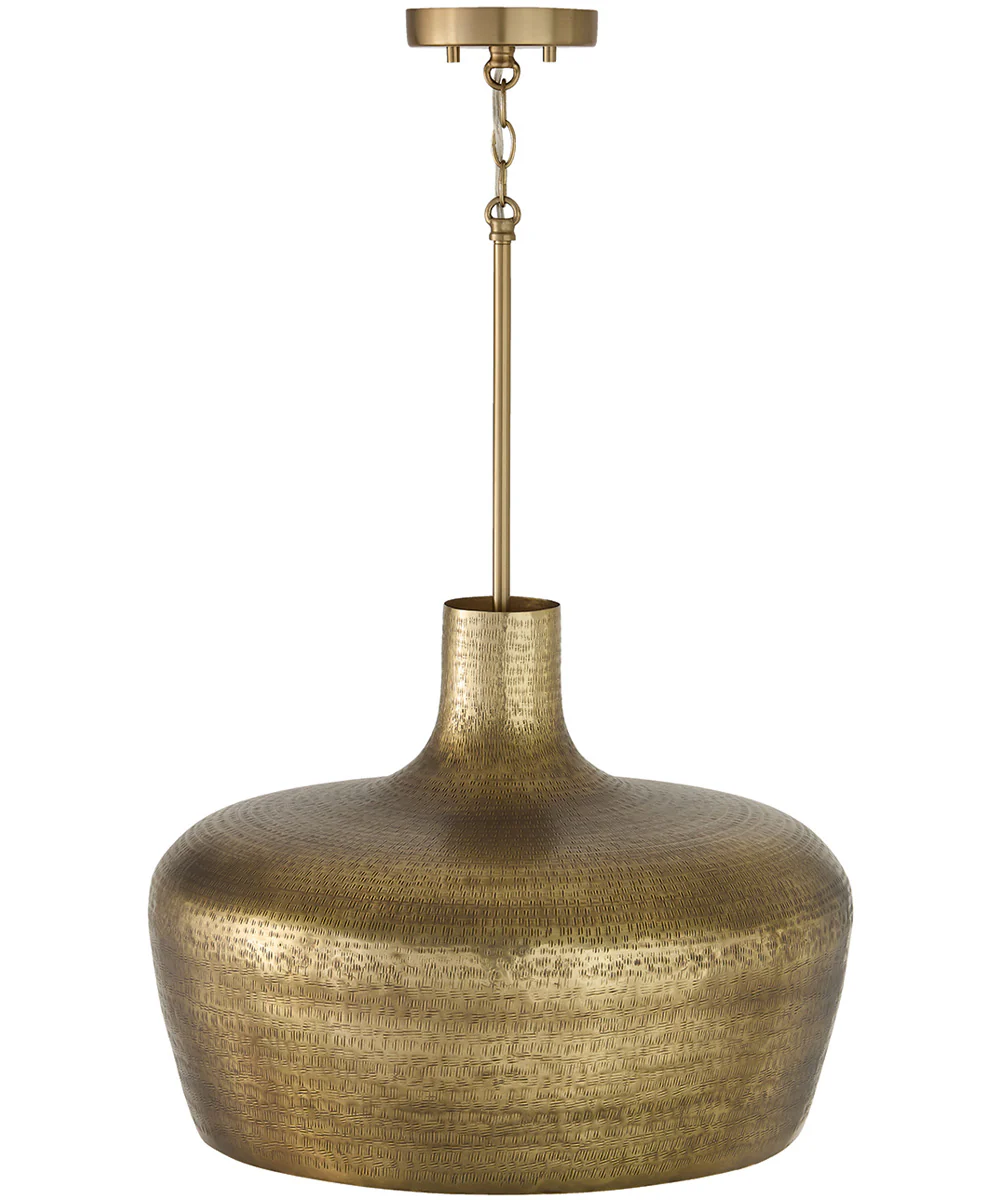 Myriah 1-Light Pendant Tibetan Hammered Brass - Image 3