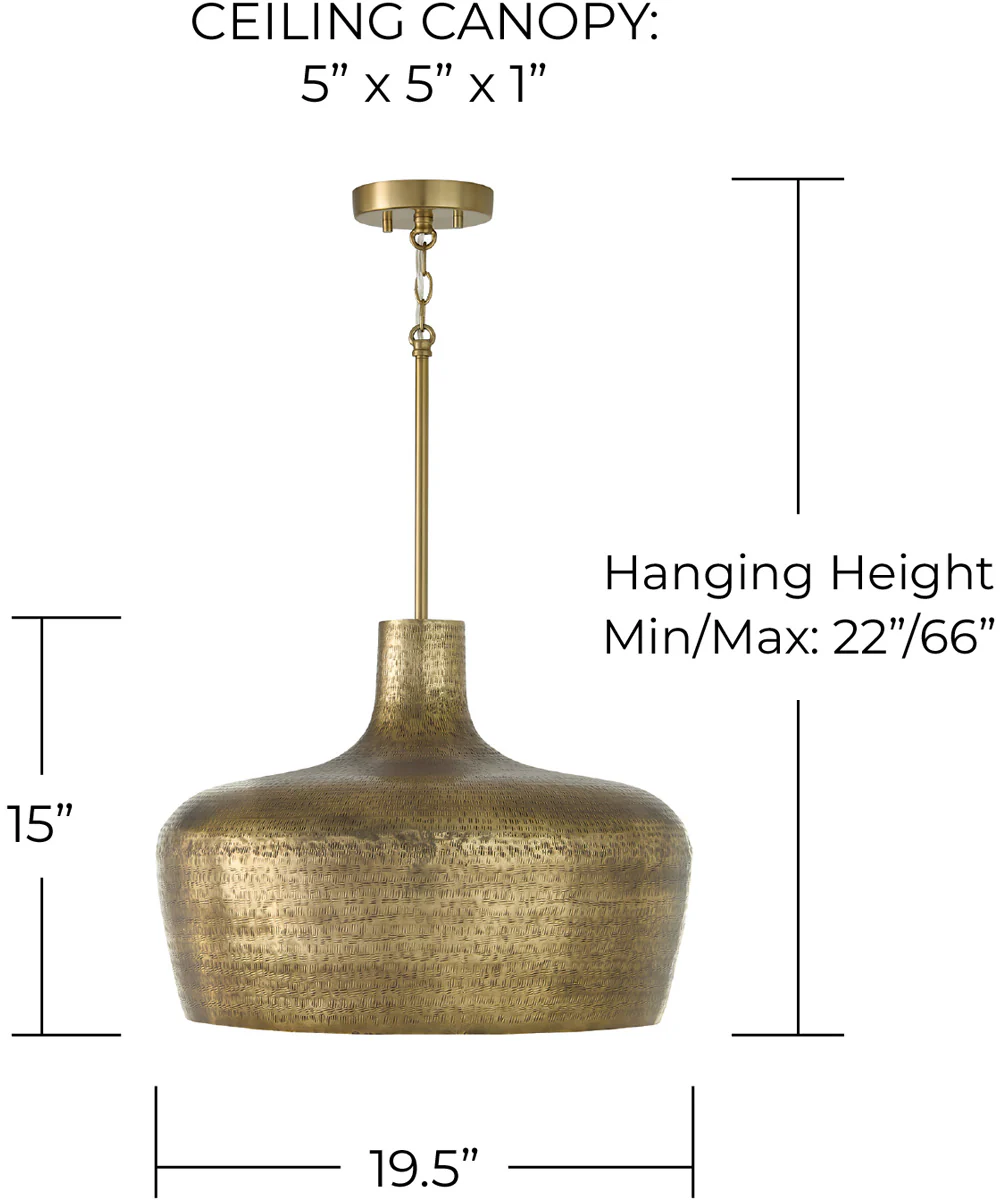 Myriah 1-Light Pendant Tibetan Hammered Brass - Image 6