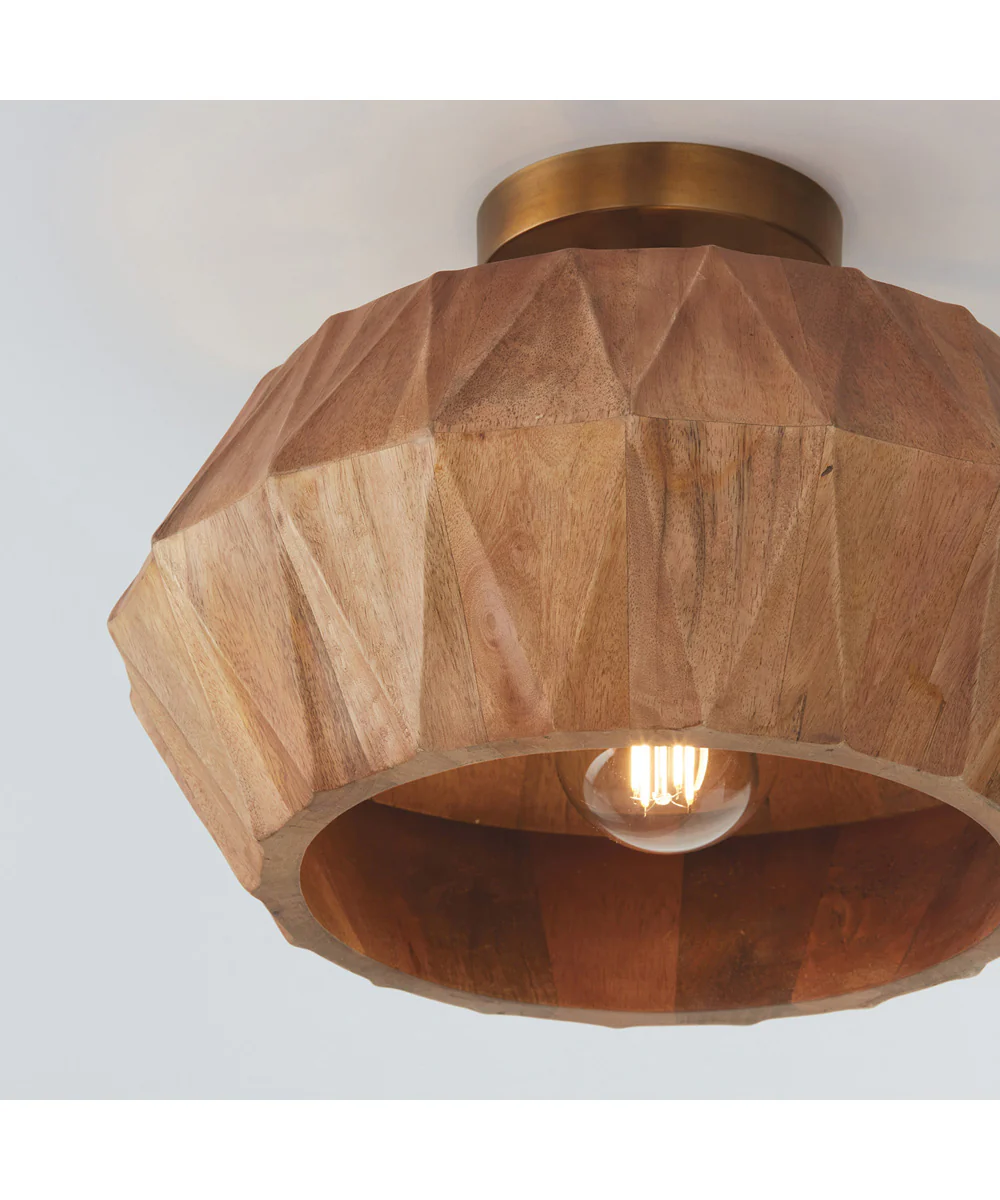 Nadeau 1-Light Semi-Flush Light Wood and Patinaed Brass - Image 6